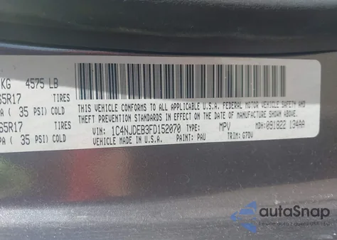 2015 Jeep Compass Latitude from USA, damaged, VIN 1C4NJDEB3FD152070